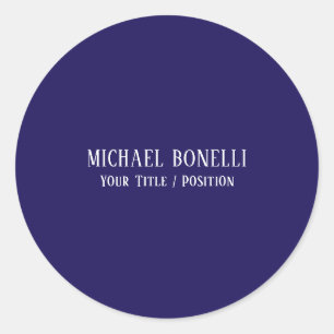 Classical Blue Color Elegant Serif Font Minimalist Classic Round Sticker
