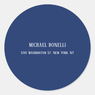 Classical Blue Colour Elegant Serif Font Minimalis Classic Round Sticker