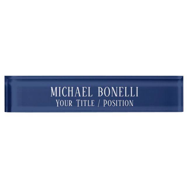 Classical Blue Colour Elegant Serif Font Minimalis Nameplate (Front)