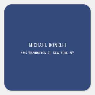 Classical Blue Colour Elegant Serif Font Minimalis Square Sticker