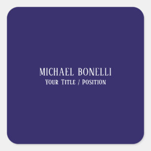 Classical Blue Colour Elegant Serif Font Minimalis Square Sticker