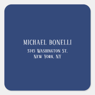Classical Blue Colour Elegant Serif Font Minimalis Square Sticker