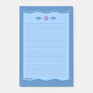 Classical Blue with Wavy Borders - Lined AH2015 Post-it Notes