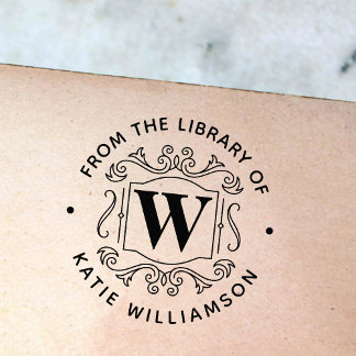 Classical British Monogram Personal Library Book Rubber Stamp
