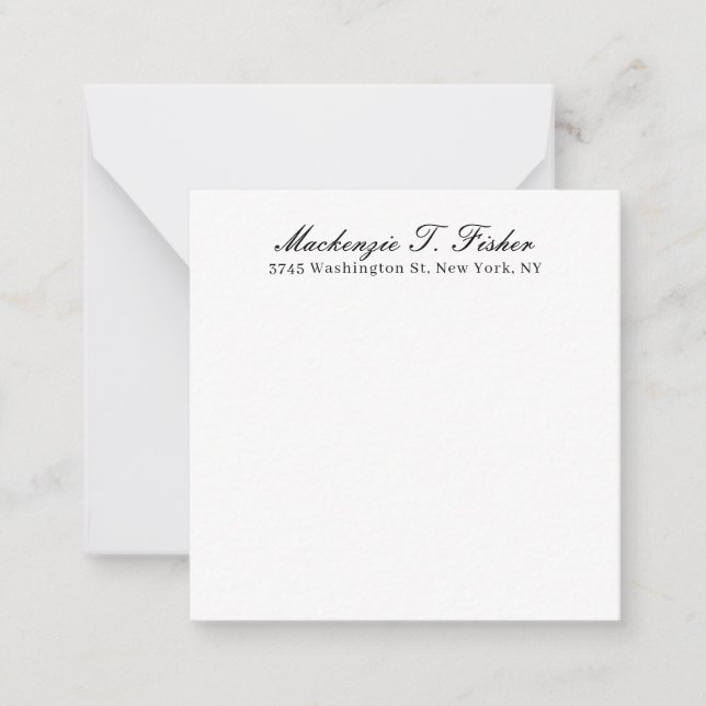 Classical Calligraphy Elegant Plain Black & White Card (Front)
