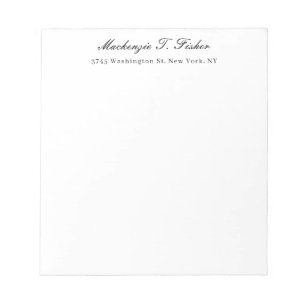 Classical Calligraphy Elegant Plain Black & White Notepad