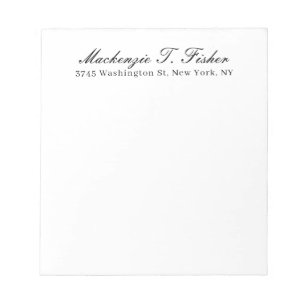 Classical Calligraphy Elegant Plain Black & White Notepad