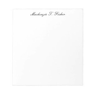 Classical Calligraphy Elegant Plain Black & White Notepad
