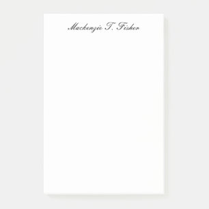 Classical Calligraphy Elegant Plain Black & White Post-it Notes