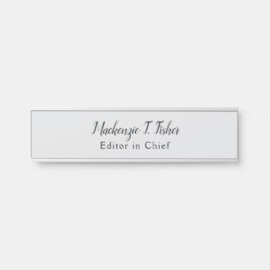 Classical Calligraphy Elegant Plain Simple Grey Door Sign