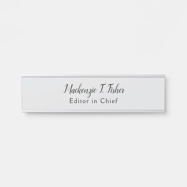 Classical Calligraphy Elegant Plain Simple Grey Door Sign (Front)