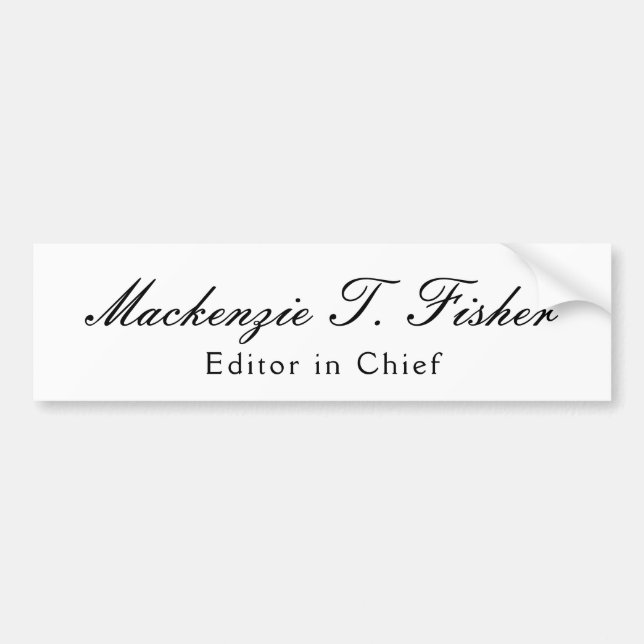 Classical Calligraphy Elegant Plain Simple White Bumper Sticker (Front)
