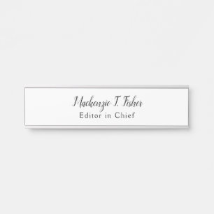 Classical Calligraphy Elegant Plain Simple White Door Sign