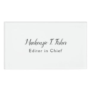 Classical Calligraphy Elegant Plain Simple White Name Tag