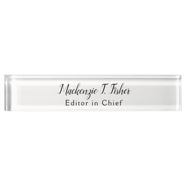 Classical Calligraphy Elegant Plain Simple White Nameplate (Front)