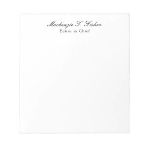 Classical Calligraphy Elegant Plain Simple White Notepad