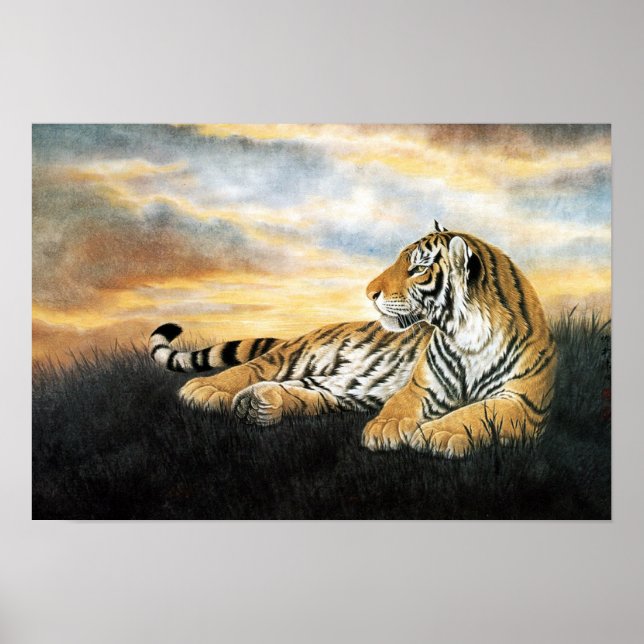 Classical Chinese style art, Reclining tiger Poster (Front)