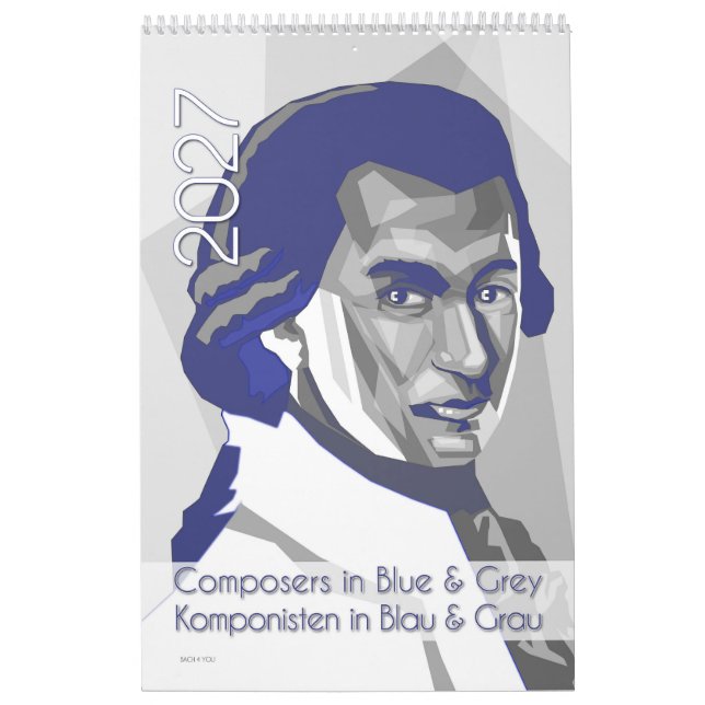 Classical Composers Portraits in Blue & Grey, 2027 Calendar (Cover)