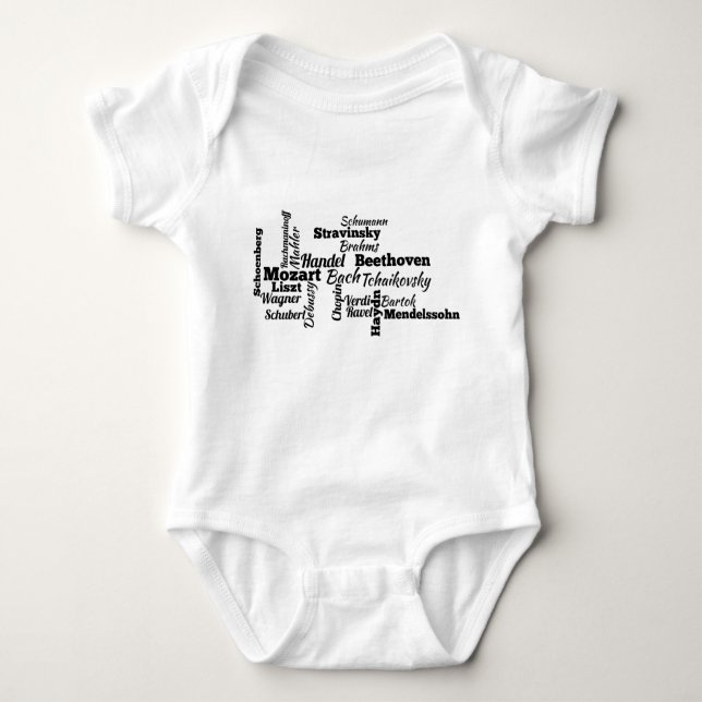 Classical Composers Word Cloud Baby Bodysuit (Front)