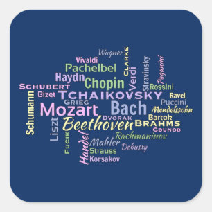 Classical Composers Word Cloud Square Sticker