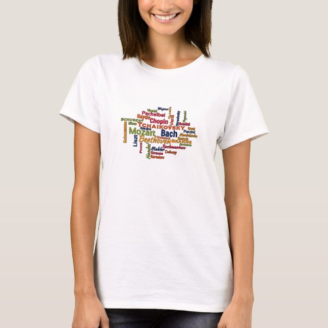 Classical Composers Word Cloud T-Shirt (Front)