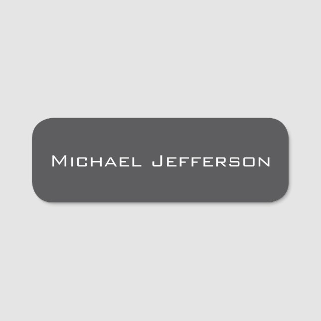 Classical Creative Trendy Dark Grey & White Name Tag (Front)