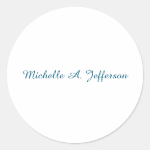 Classical Creative Trendy White Ocean Blue Classic Round Sticker