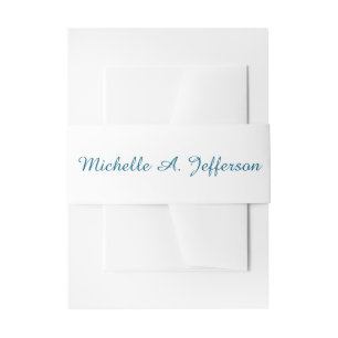 Classical Creative Trendy White Ocean Blue Invitation Belly Band