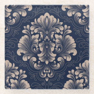 Classical Damask Seamless Victorian Texture Glass Coaster