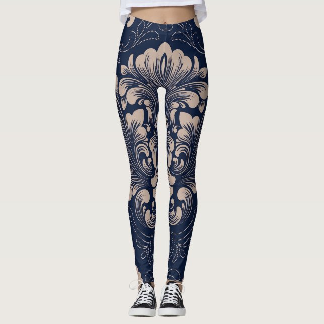 Classical Damask Seamless Victorian Texture Leggings (Front)