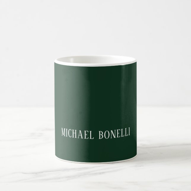 Classical Dark Green Elegant Serif Font Minimalist Coffee Mug (Center)
