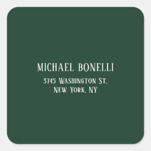 Classical Dark Green Elegant Serif Font Minimalist Square Sticker