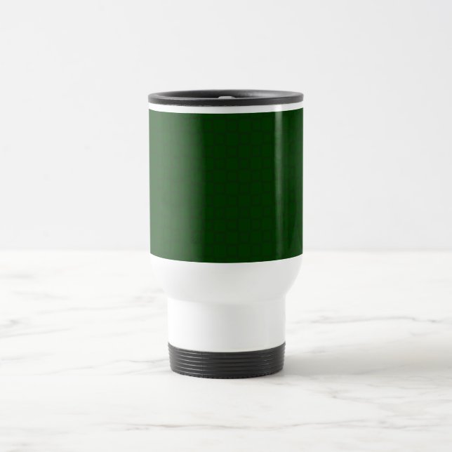 Classical dark green with fade grid Travel Mug (Center)