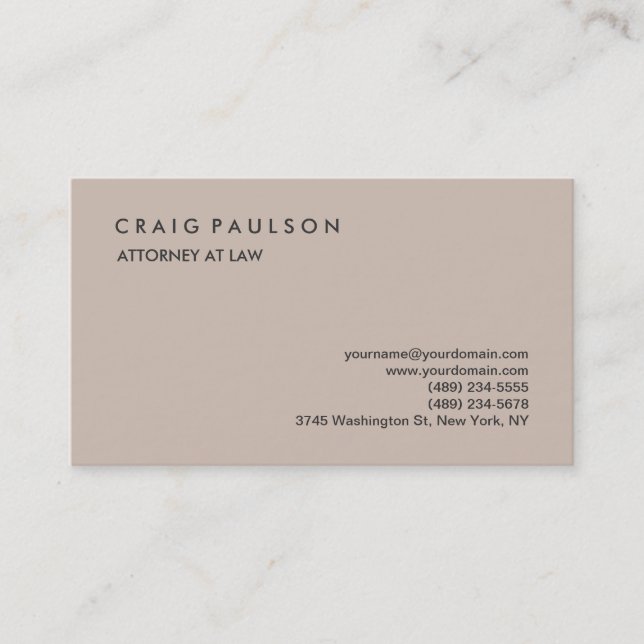 Classical Elegant Plain Professional  Business Card (Front)