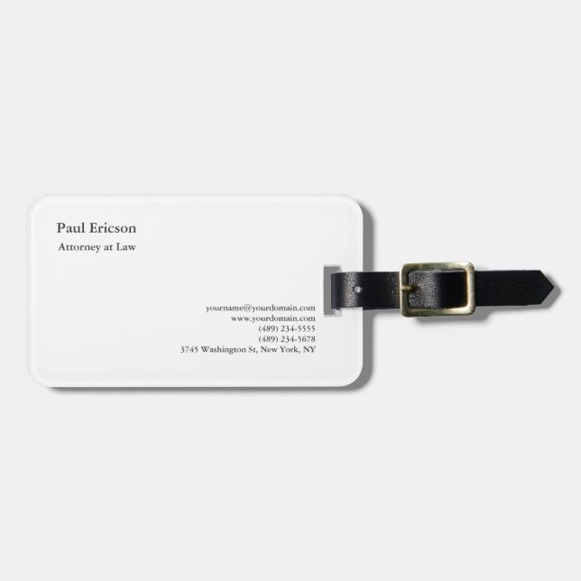 Classical Elegant Plain Professional Luggage Tag (Front Horizontal)