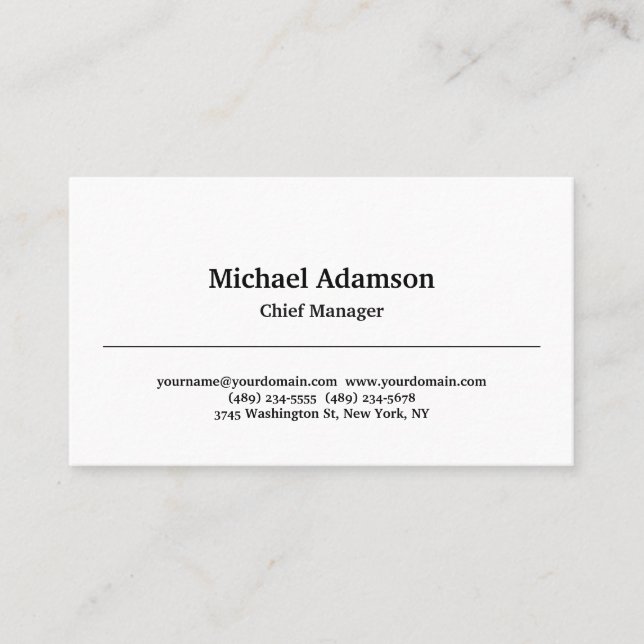 Classical Elegant Plain Simple Minimalist Business Card (Front)