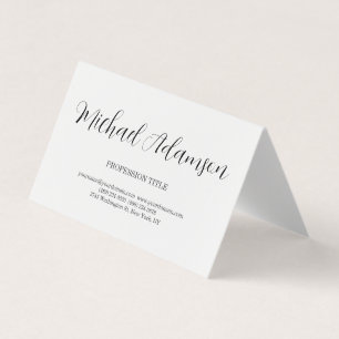 Classical Elegant Plain Simple White Minimalist Business Card