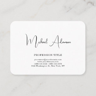 Classical Elegant Plain Simple White Minimalist Business Card