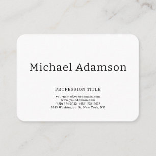Classical Elegant Plain Simple White Minimalist Business Card