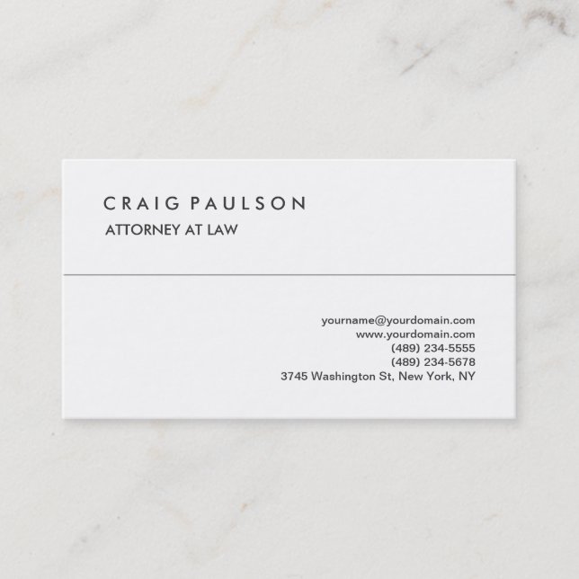 Classical Elegant White Professional Business Card (Front)