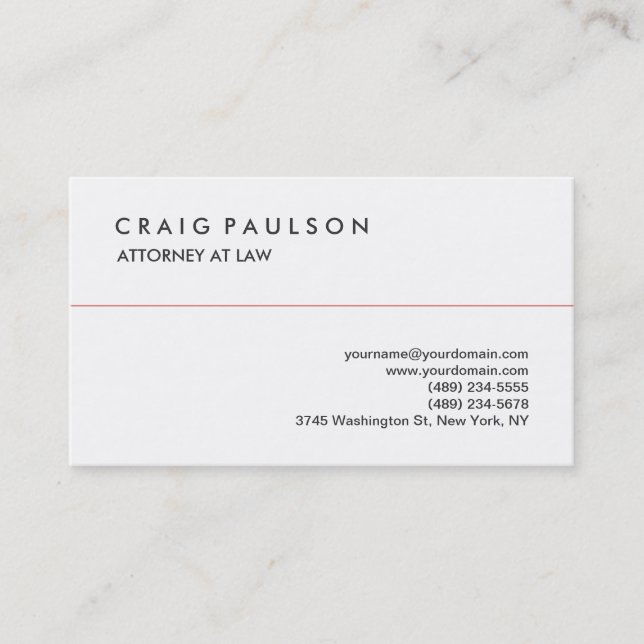 Classical Elegant White Professional Business Card (Front)