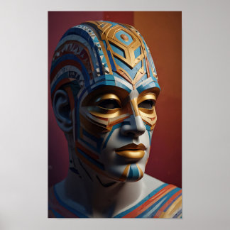 Classical Figure with Abstract Mask and Contrast Poster
