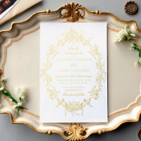 Classical Floral Crest Elegant Wedding Invitation