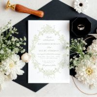 Classical Floral Crest Elegant Wedding Invitation