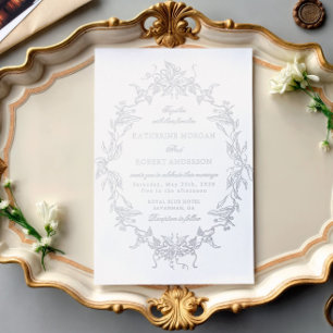Classical Floral Crest Elegant Wedding Invitation