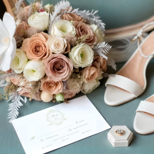 Classical Floral Crest RSVP Meal Choice Card (Creator Uploaded)