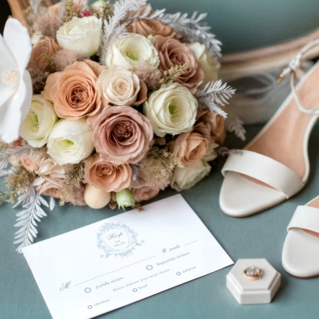 Classical Floral Crest RSVP Meal Choice Card (Creator Uploaded)