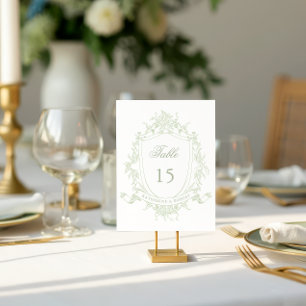 Classical Floral Crest Wedding Table Number