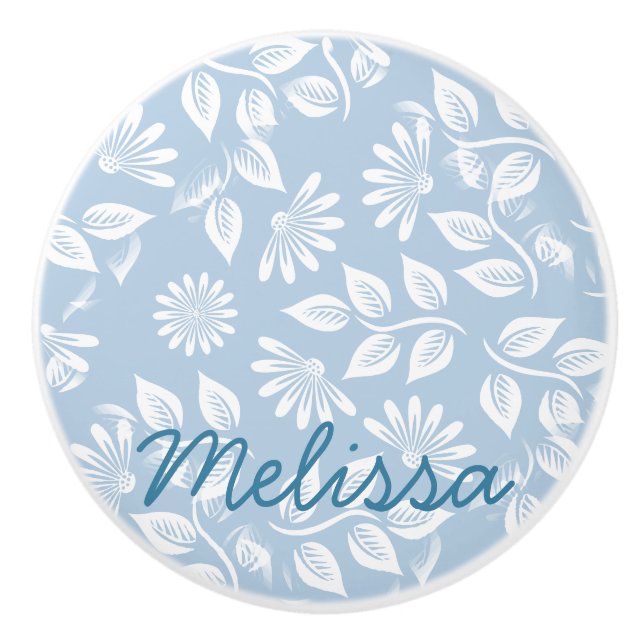 Classical Floral Pattern - Pick your colour! - Ceramic Knob (Front)