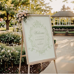 Classical Floral Wedding Crest Welcome Poster